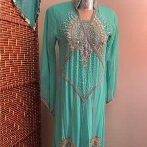 Teal & Silver Dress-Size10